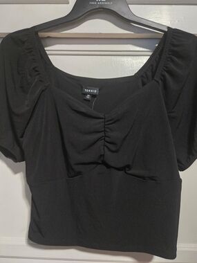 NWT Torrid Black Ruched Square-Neck Crop Top Size 00